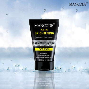 Mancode Daily Action Face Wash for Men with Vitamin C and Alpha Arbutin- Clear Skin, Oil Control, Acne Defense, Dark Spot Reduction, Pollution Protection - Pack of 1 | Men's Face Wash-100ml
